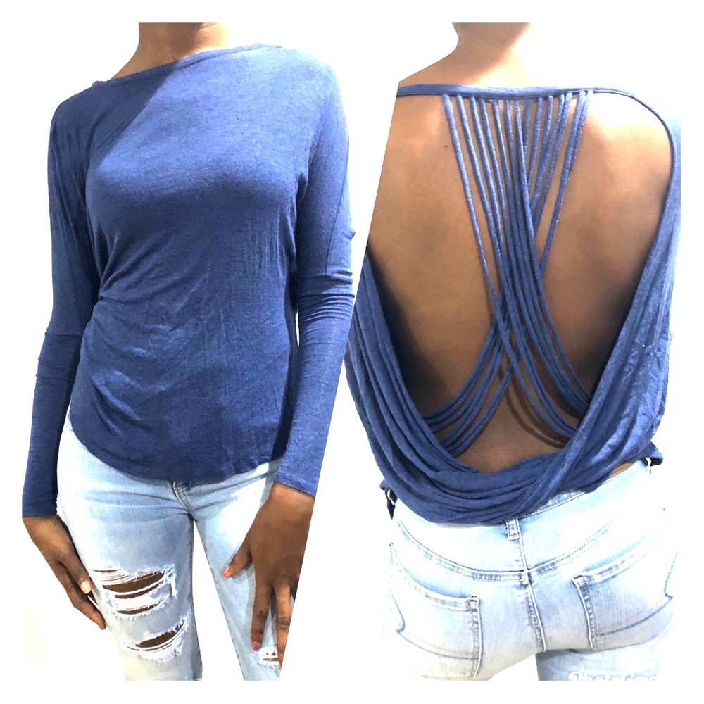 Blue back out shirt